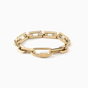 $89 Ora Ana Lock Gold Chunky Mixed Link Chain Bracelet with Carabiner Clasp